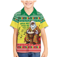 Senegal Christmas Family Matching Mermaid Dress and Hawaiian Shirt Black Santa Playing Djembe Drum - Wonder Print Shop