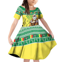 Senegal Christmas Family Matching Off Shoulder Short Dress and Hawaiian Shirt Black Santa Playing Djembe Drum - Wonder Print Shop