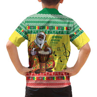 Senegal Christmas Family Matching Puletasi and Hawaiian Shirt Black Santa Playing Djembe Drum - Wonder Print Shop