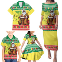 Senegal Christmas Family Matching Puletasi and Hawaiian Shirt Black Santa Playing Djembe Drum - Wonder Print Shop