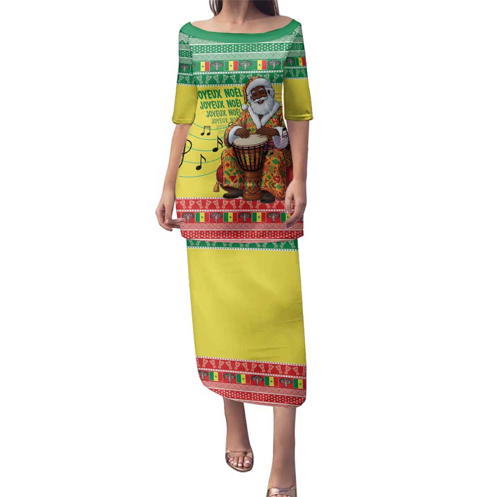 Senegal Christmas Family Matching Puletasi and Hawaiian Shirt Black Santa Playing Djembe Drum - Wonder Print Shop