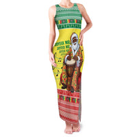 Senegal Christmas Family Matching Tank Maxi Dress and Hawaiian Shirt Black Santa Playing Djembe Drum - Wonder Print Shop