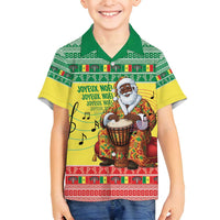 Senegal Christmas Family Matching Tank Maxi Dress and Hawaiian Shirt Black Santa Playing Djembe Drum - Wonder Print Shop