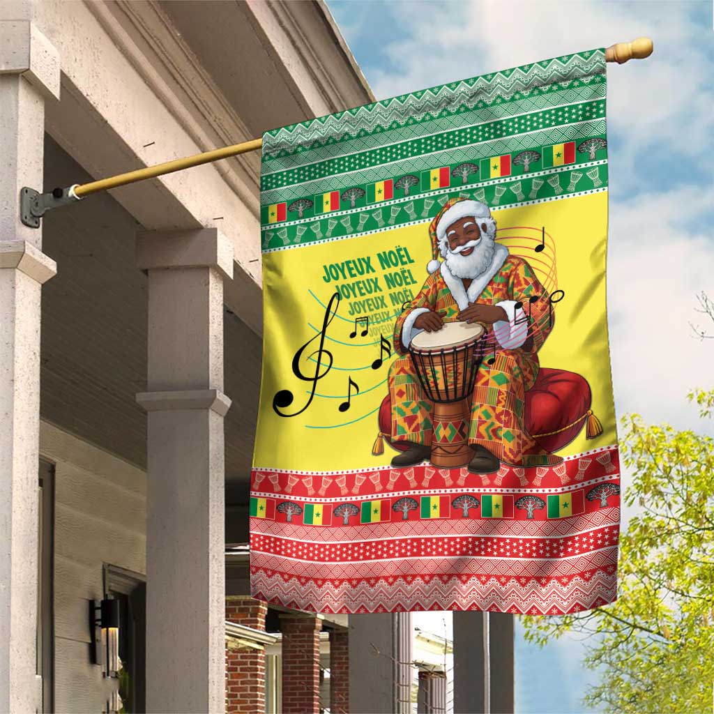 Senegal Christmas Garden Flag Black Santa Playing Djembe Drum - Wonder Print Shop