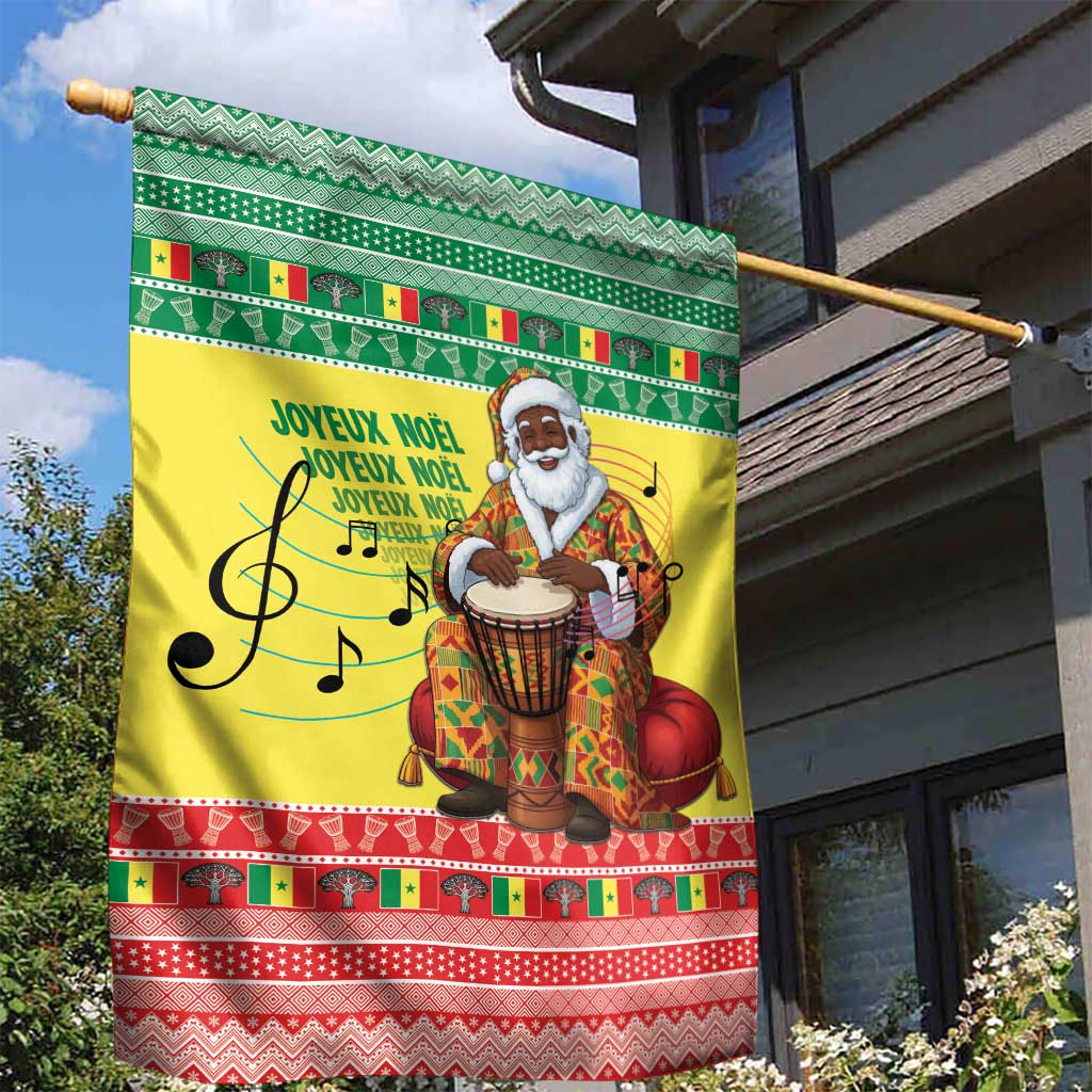 Senegal Christmas Garden Flag Black Santa Playing Djembe Drum - Wonder Print Shop