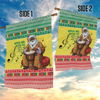 Senegal Christmas Garden Flag Black Santa Playing Djembe Drum - Wonder Print Shop
