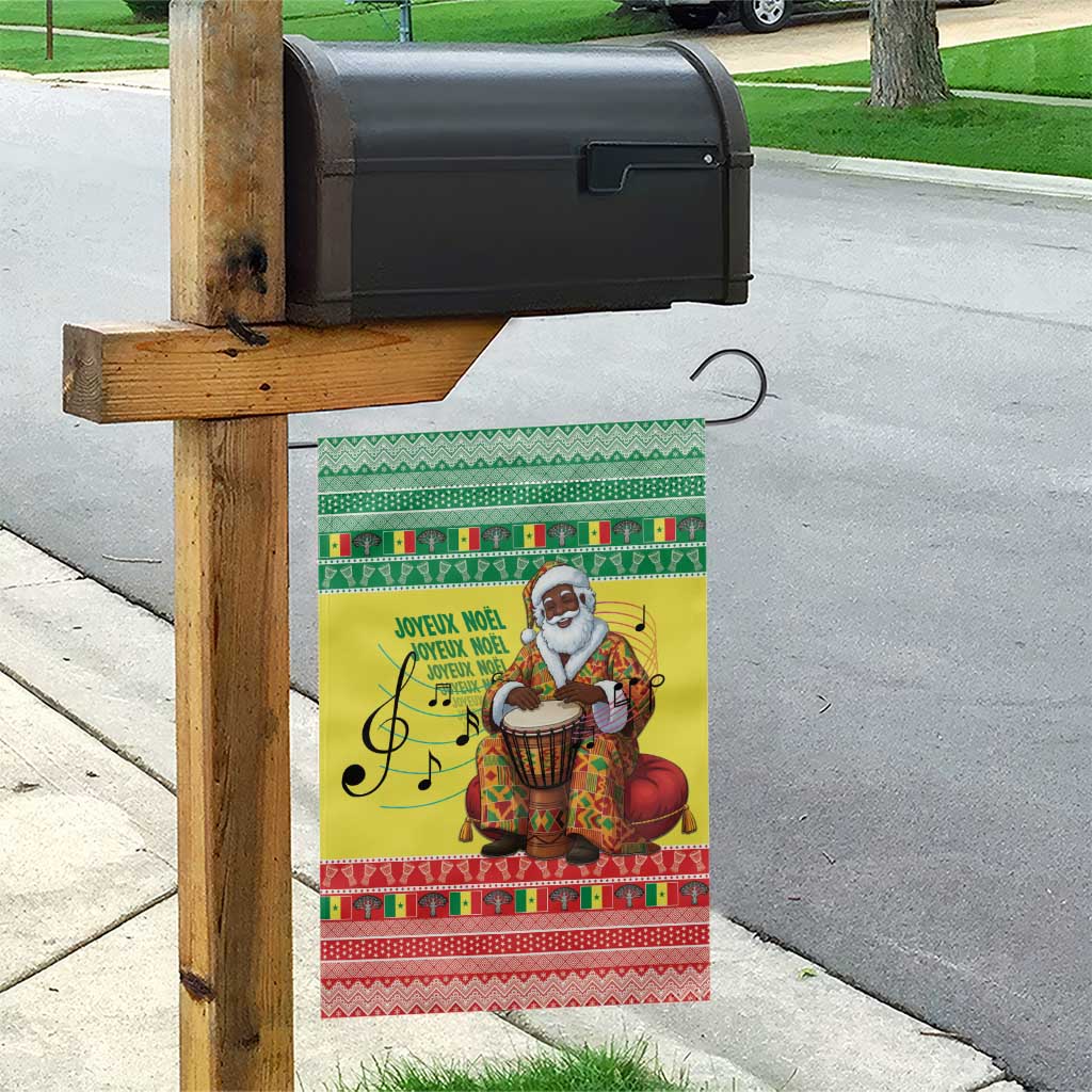 Senegal Christmas Garden Flag Black Santa Playing Djembe Drum - Wonder Print Shop