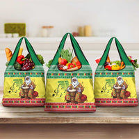 Senegal Christmas Grocery Bag Black Santa Playing Djembe Drum - Wonder Print Shop