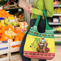 Senegal Christmas Grocery Bag Black Santa Playing Djembe Drum - Wonder Print Shop