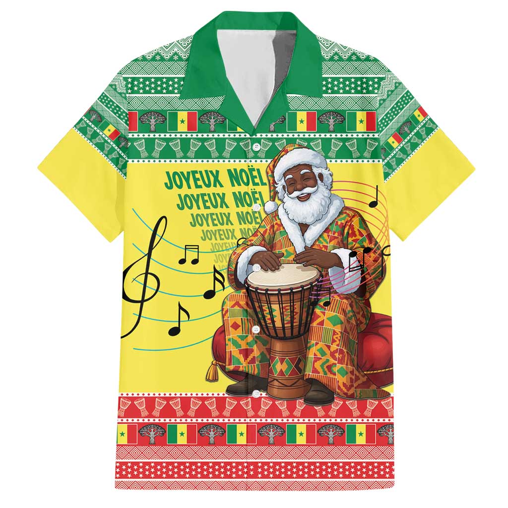 Senegal Christmas Hawaiian Shirt Black Santa Playing Djembe Drum - Wonder Print Shop