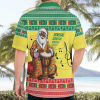 Senegal Christmas Hawaiian Shirt Black Santa Playing Djembe Drum - Wonder Print Shop