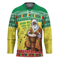 Senegal Christmas Hockey Jersey Black Santa Playing Djembe Drum - Wonder Print Shop