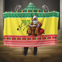 Senegal Christmas Hooded Blanket Black Santa Playing Djembe Drum - Wonder Print Shop