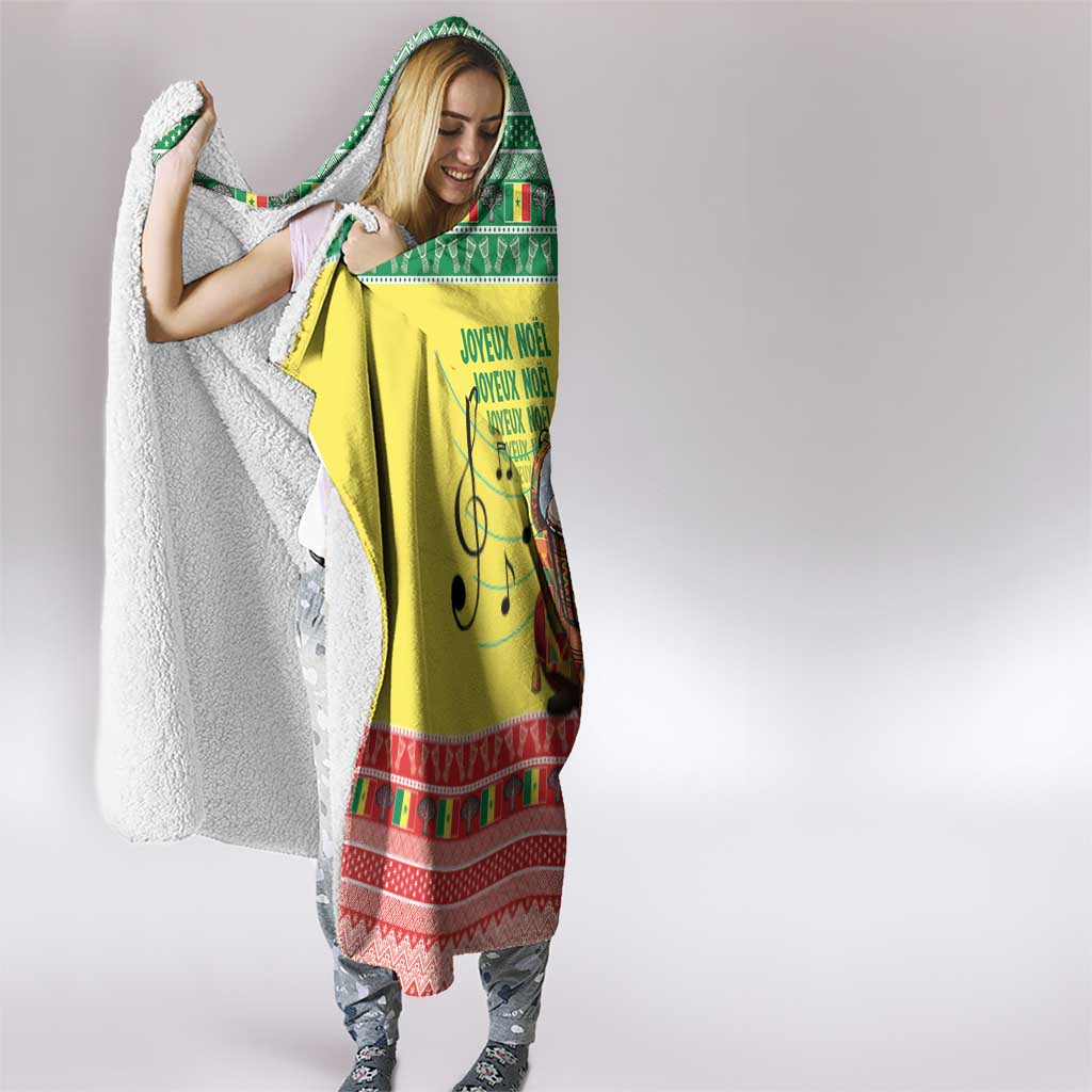 Senegal Christmas Hooded Blanket Black Santa Playing Djembe Drum - Wonder Print Shop