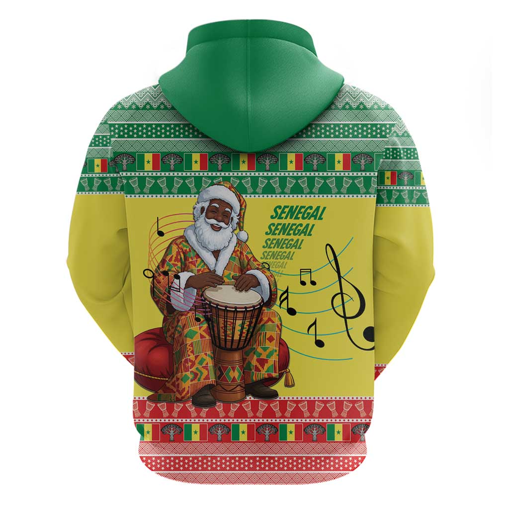 Senegal Christmas Hoodie Black Santa Playing Djembe Drum - Wonder Print Shop