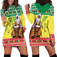 Senegal Christmas Hoodie Dress Black Santa Playing Djembe Drum - Wonder Print Shop