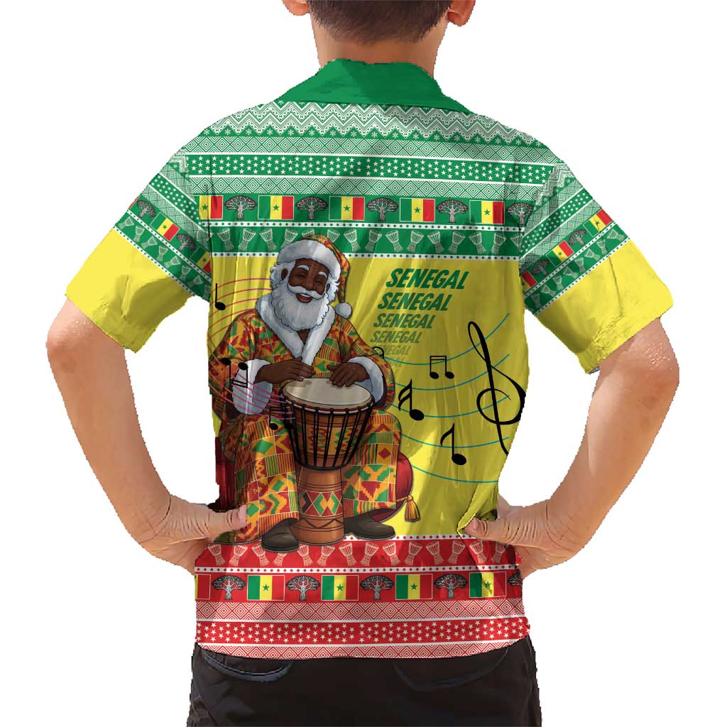 Senegal Christmas Kid Hawaiian Shirt Black Santa Playing Djembe Drum - Wonder Print Shop
