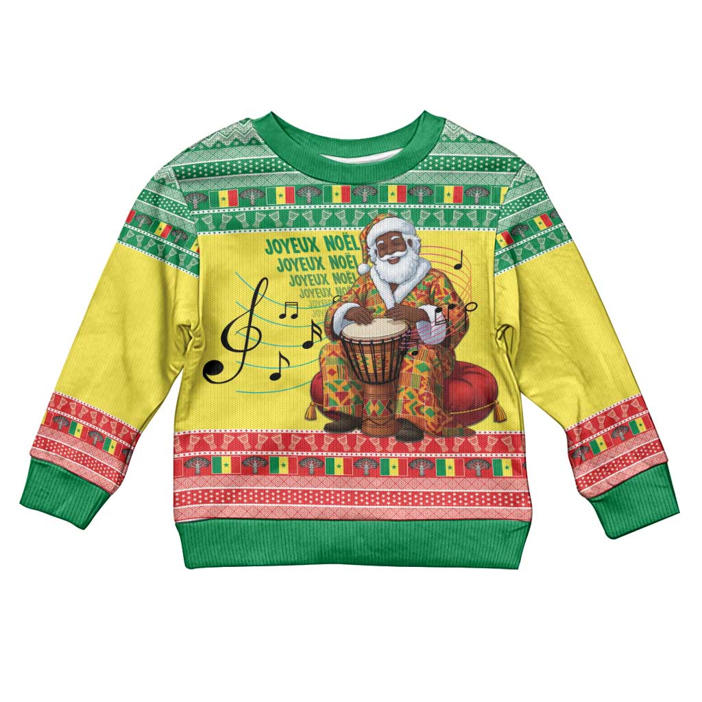 Senegal Christmas Kid Ugly Christmas Sweater Black Santa Playing Djembe Drum - Wonder Print Shop