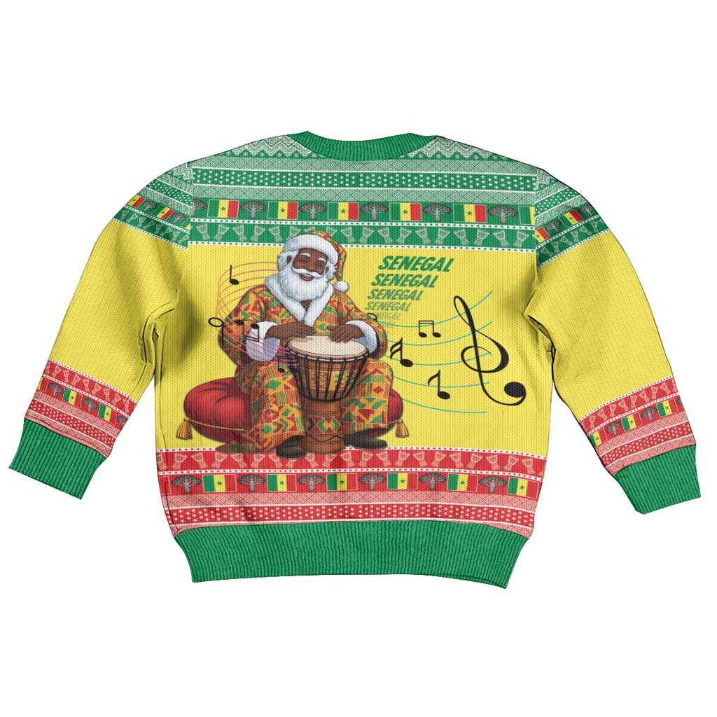 Senegal Christmas Kid Ugly Christmas Sweater Black Santa Playing Djembe Drum - Wonder Print Shop