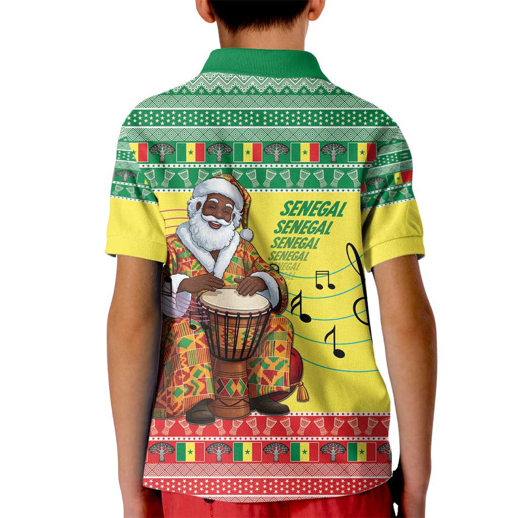 Senegal Christmas Kid Polo Shirt Black Santa Playing Djembe Drum - Wonder Print Shop
