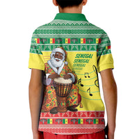 Senegal Christmas Kid Polo Shirt Black Santa Playing Djembe Drum - Wonder Print Shop