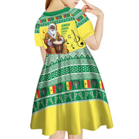 Senegal Christmas Kid Short Sleeve Dress Black Santa Playing Djembe Drum - Wonder Print Shop