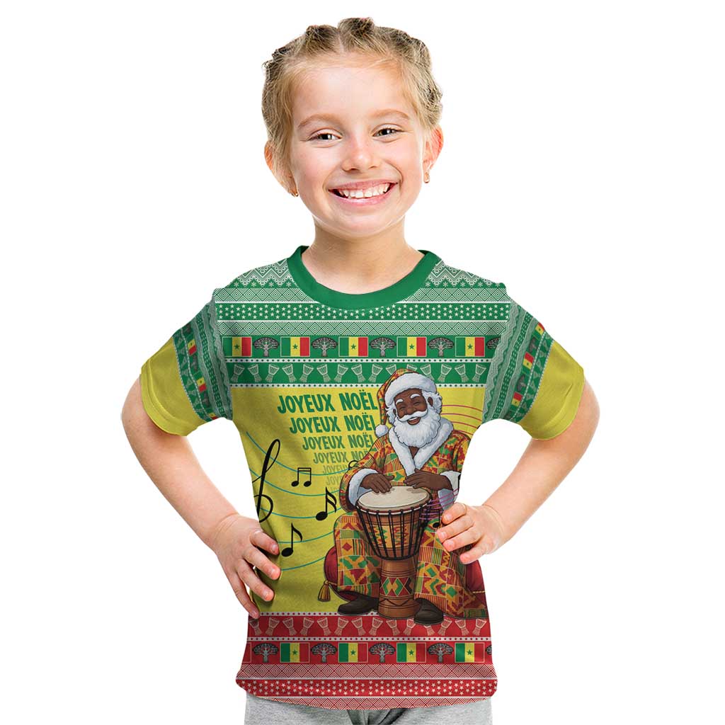Senegal Christmas Kid T Shirt Black Santa Playing Djembe Drum - Wonder Print Shop
