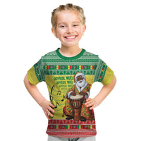 Senegal Christmas Kid T Shirt Black Santa Playing Djembe Drum - Wonder Print Shop