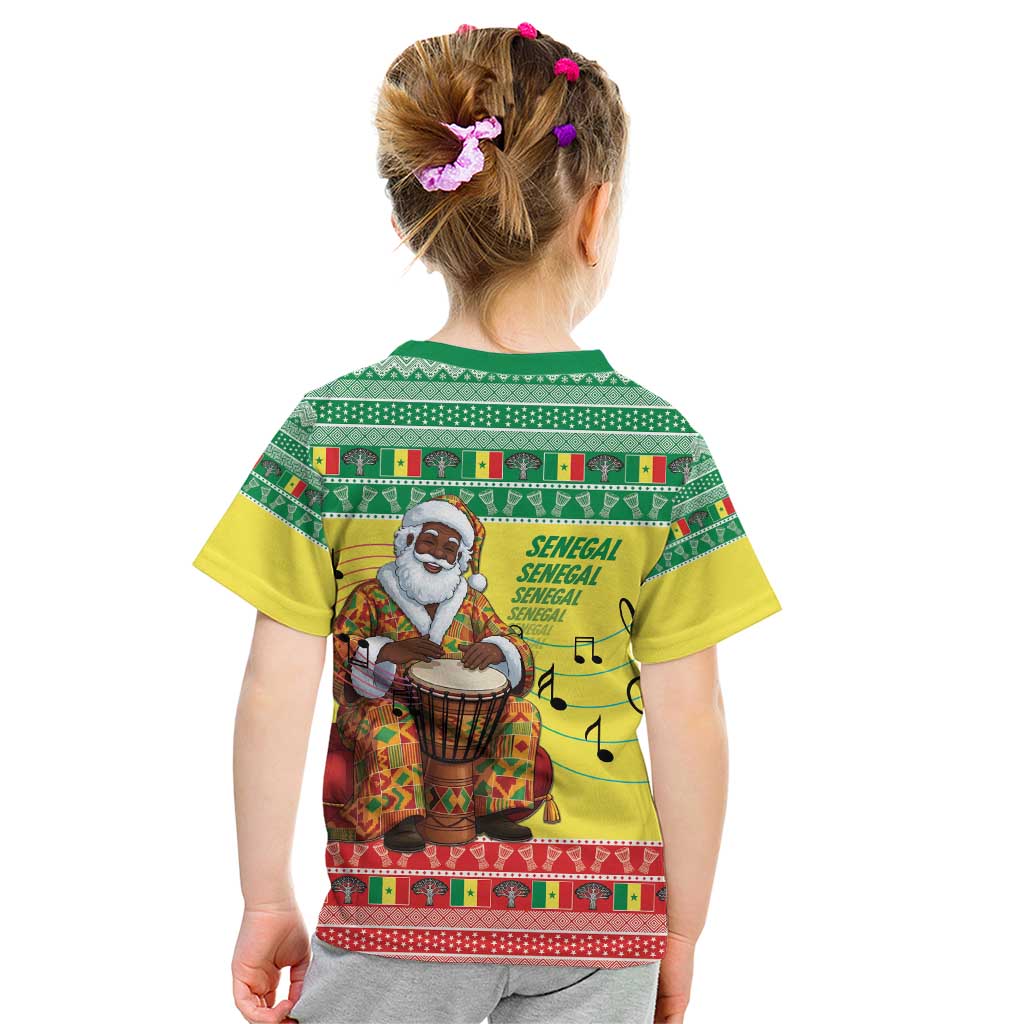 Senegal Christmas Kid T Shirt Black Santa Playing Djembe Drum - Wonder Print Shop