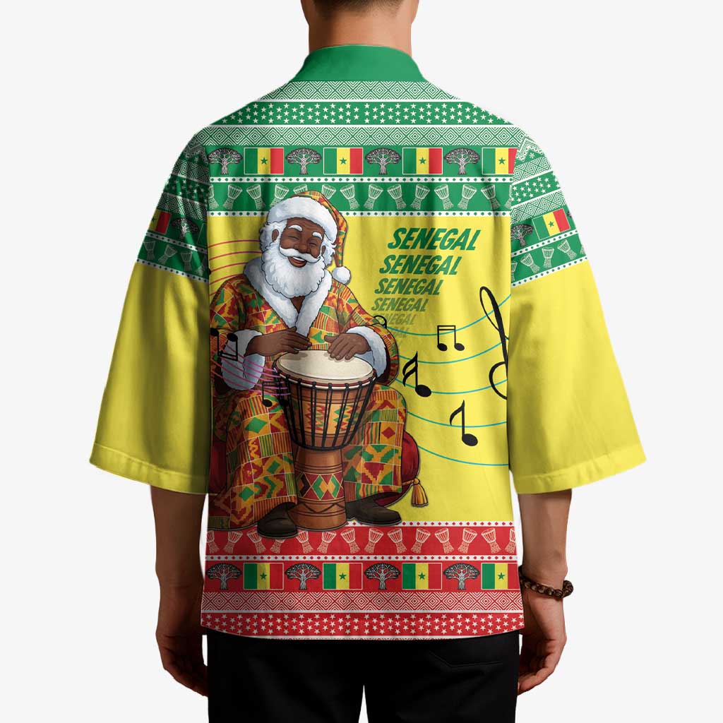 Senegal Christmas Kimono Black Santa Playing Djembe Drum - Wonder Print Shop