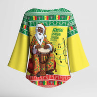 Senegal Christmas Kimono Sleeve Blouse Black Santa Playing Djembe Drum - Wonder Print Shop