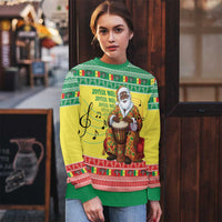 Senegal Christmas Ugly Christmas Sweater Black Santa Playing Djembe Drum - Wonder Print Shop