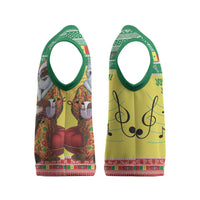 Senegal Christmas Knitted V-Neck Vest Black Santa Playing Djembe Drum - Wonder Print Shop