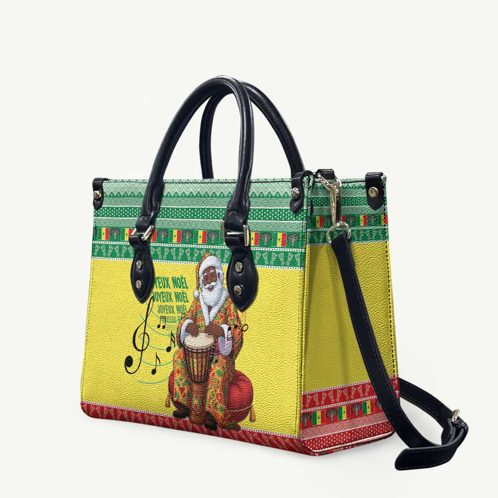 Senegal Christmas Leather Bag Black Santa Playing Djembe Drum - Wonder Print Shop