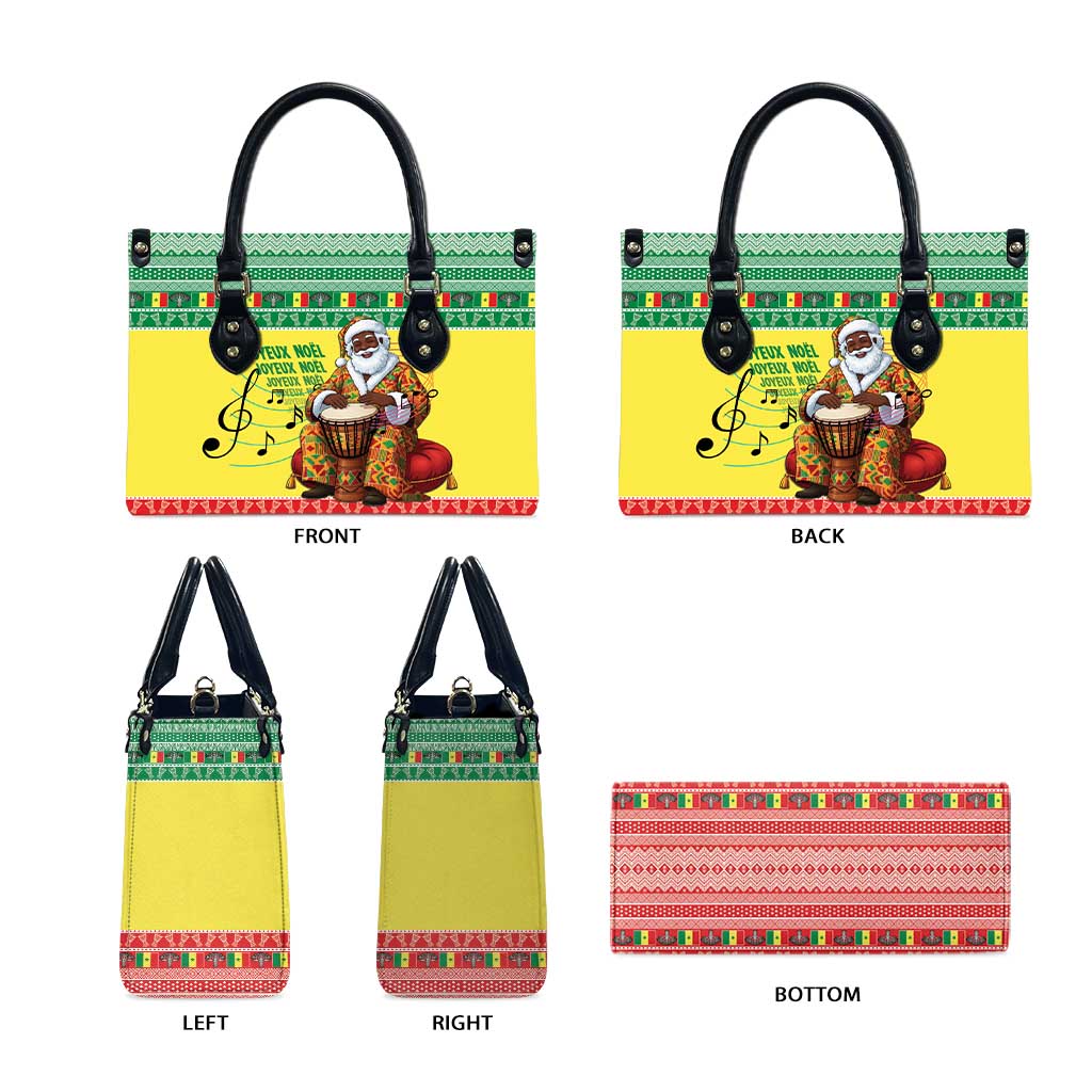 Senegal Christmas Leather Bag Black Santa Playing Djembe Drum - Wonder Print Shop