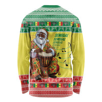 Senegal Christmas Long Sleeve Shirt Black Santa Playing Djembe Drum - Wonder Print Shop