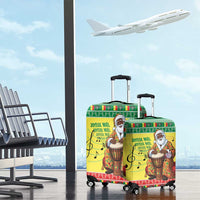 Senegal Christmas Luggage Cover Black Santa Playing Djembe Drum - Wonder Print Shop
