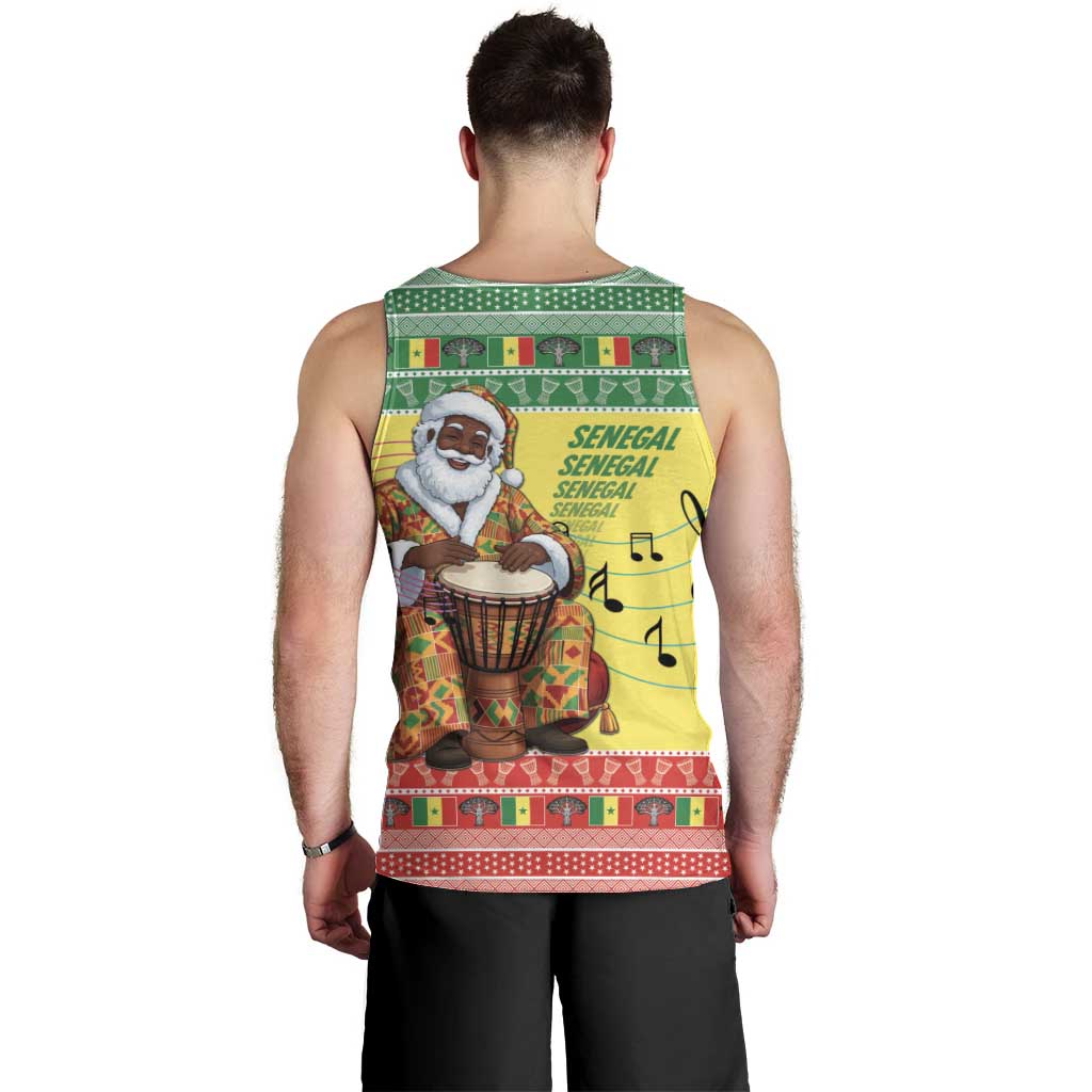 Senegal Christmas Men Tank Top Black Santa Playing Djembe Drum - Wonder Print Shop