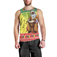 Senegal Christmas Men Tank Top Black Santa Playing Djembe Drum - Wonder Print Shop