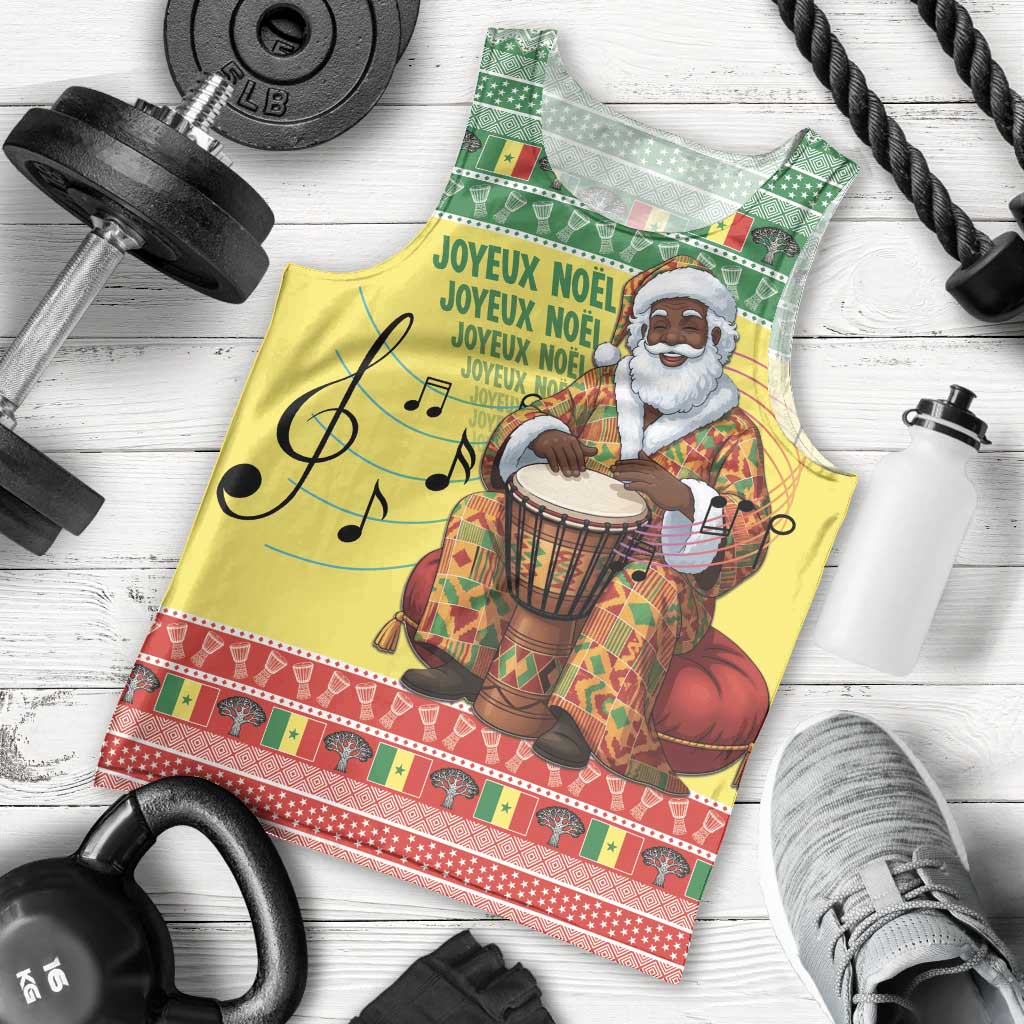 Senegal Christmas Men Tank Top Black Santa Playing Djembe Drum - Wonder Print Shop