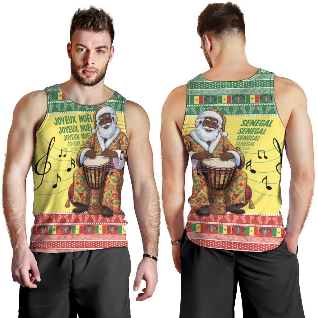 Senegal Christmas Men Tank Top Black Santa Playing Djembe Drum - Wonder Print Shop