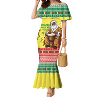 Senegal Christmas Mermaid Dress Black Santa Playing Djembe Drum - Wonder Print Shop