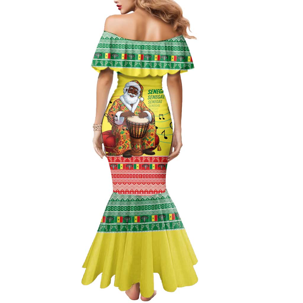 Senegal Christmas Mermaid Dress Black Santa Playing Djembe Drum - Wonder Print Shop