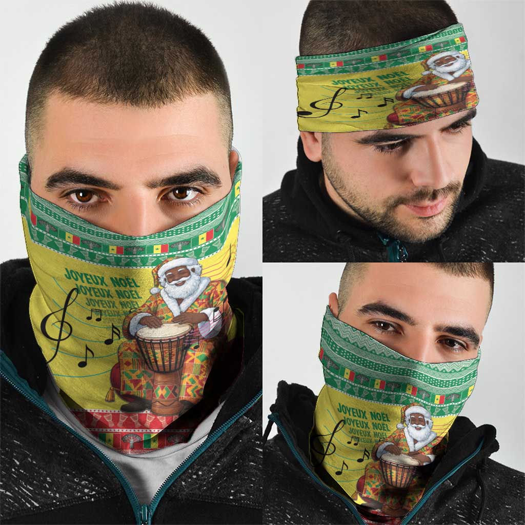 Senegal Christmas Neck Gaiter Black Santa Playing Djembe Drum - Wonder Print Shop