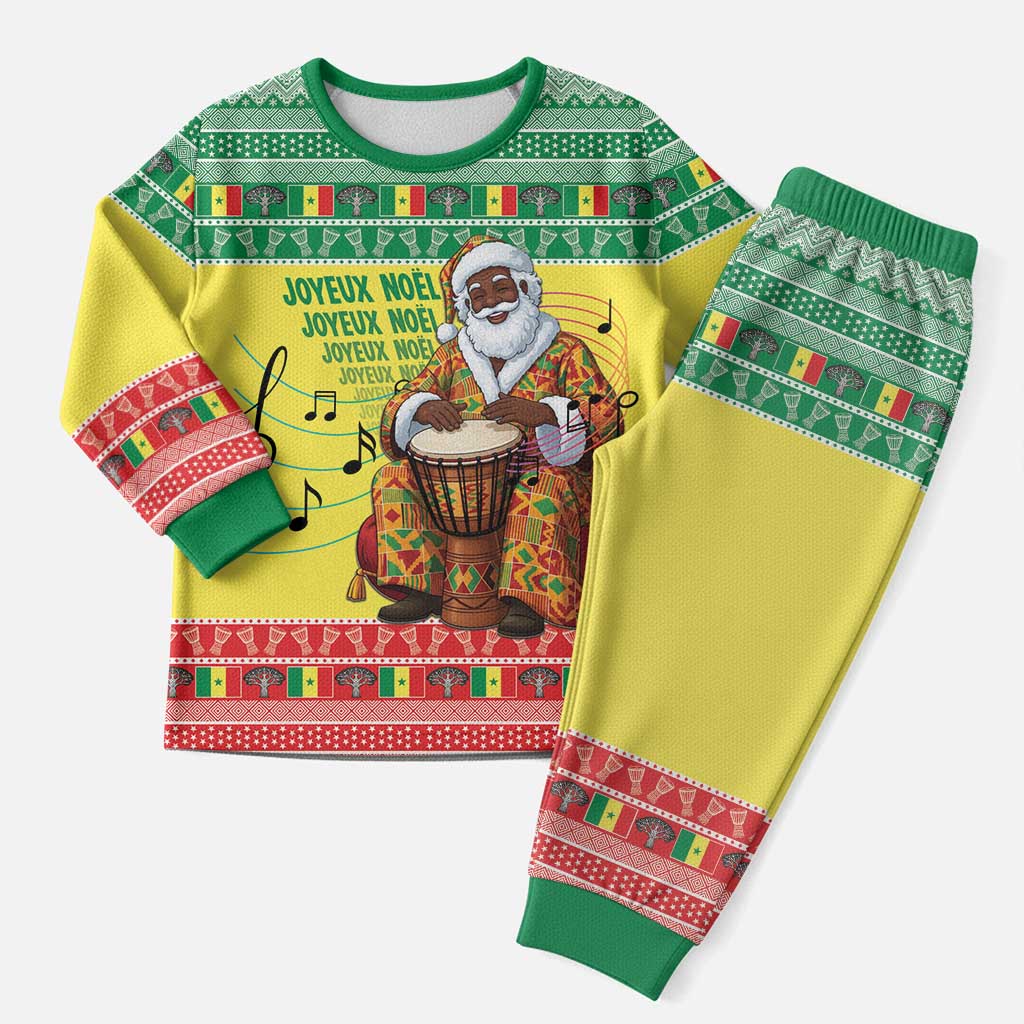 Senegal Christmas Pajama Set Black Santa Playing Djembe Drum - Wonder Print Shop