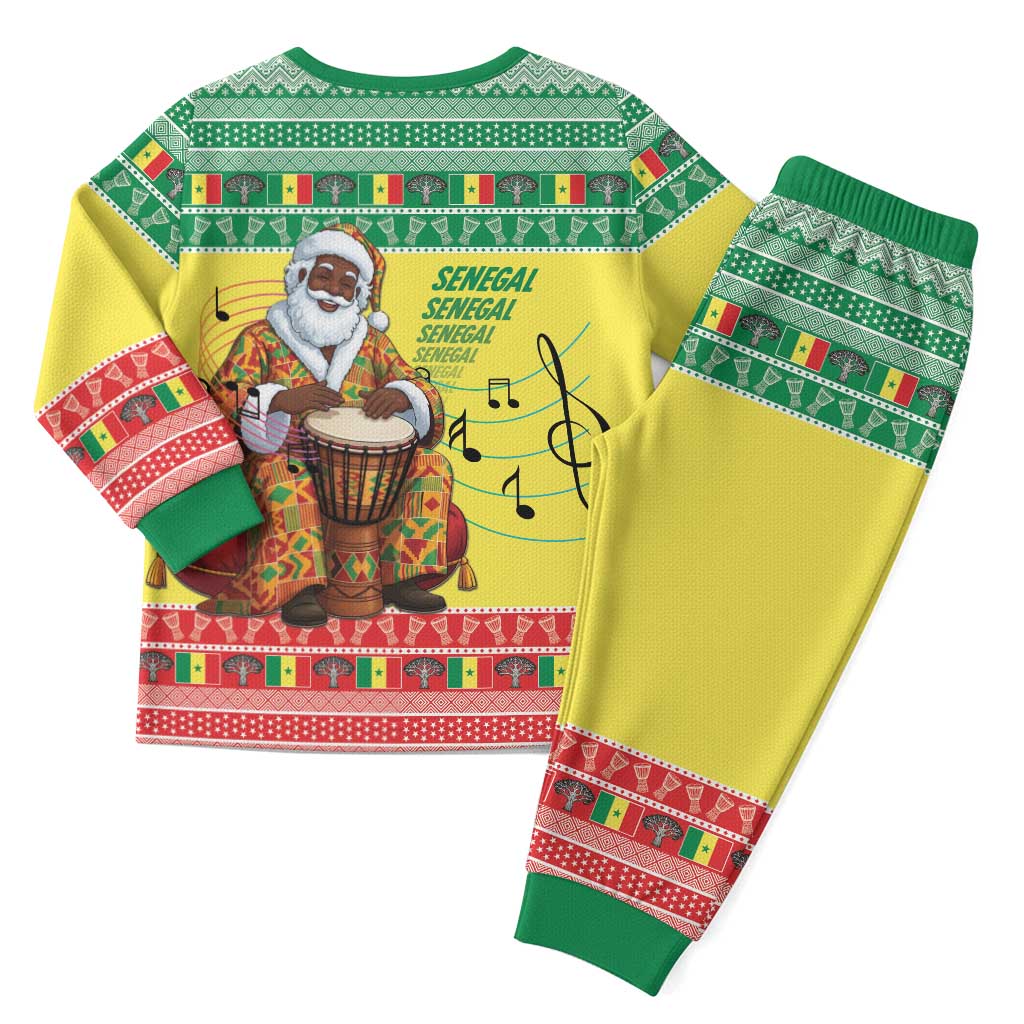 Senegal Christmas Pajama Set Black Santa Playing Djembe Drum - Wonder Print Shop