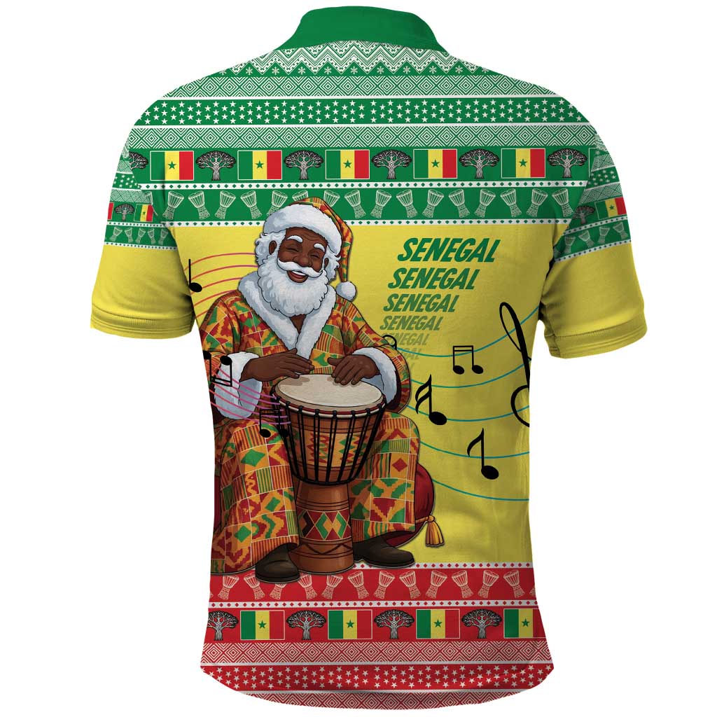 Senegal Christmas Polo Shirt Black Santa Playing Djembe Drum - Wonder Print Shop