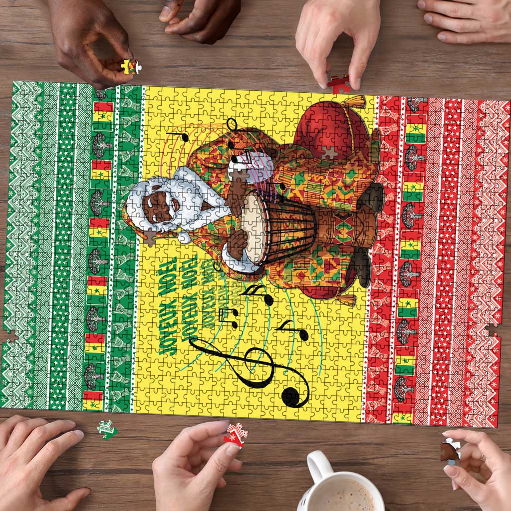 Senegal Christmas Puzzle Black Santa Playing Djembe Drum - Wonder Print Shop