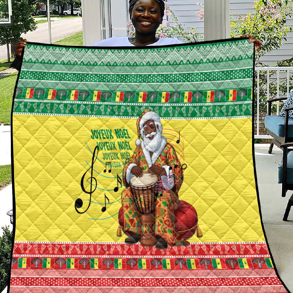 Senegal Christmas Quilt Black Santa Playing Djembe Drum - Wonder Print Shop