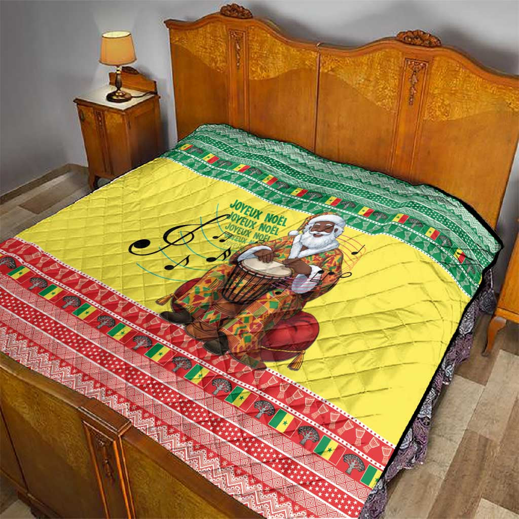 Senegal Christmas Quilt Black Santa Playing Djembe Drum - Wonder Print Shop